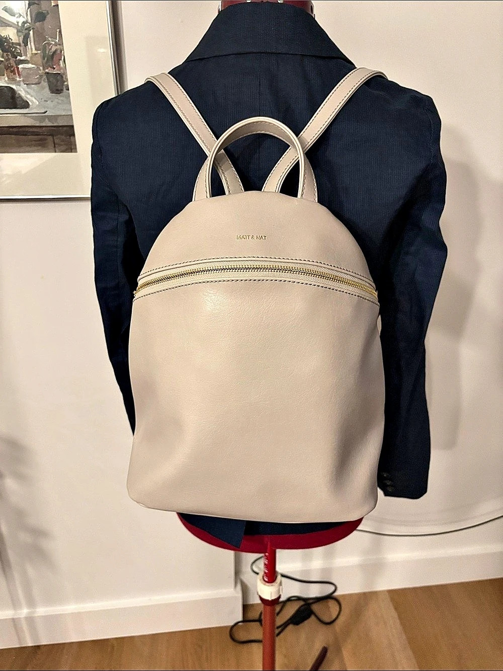 Matt and Nat Backpack in Cream with Gold Hardware Like New